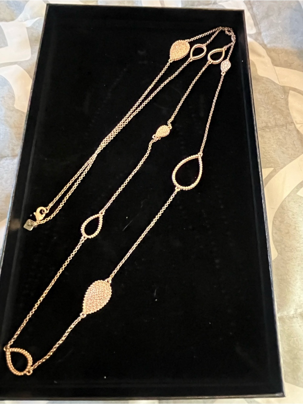 Park Lane Elegant Rose Gold Teardrop Station Necklace - Women Jewelry